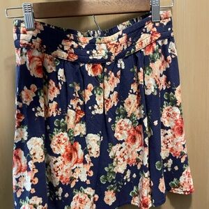 Forever 21 Navy Floral Skater Skirt